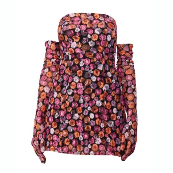 NWOT MISCREANTS Cupid Lace Mini Dress in Orange and Pink Floral, UK12 (US8) - Picture 2 of 13